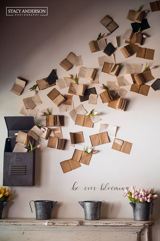 11 Old Book Decoration Ideas | How to decorate with books | Wall Accents