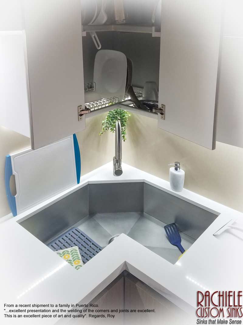 Corner Kitchen Sink made of Marine Grade Stainless