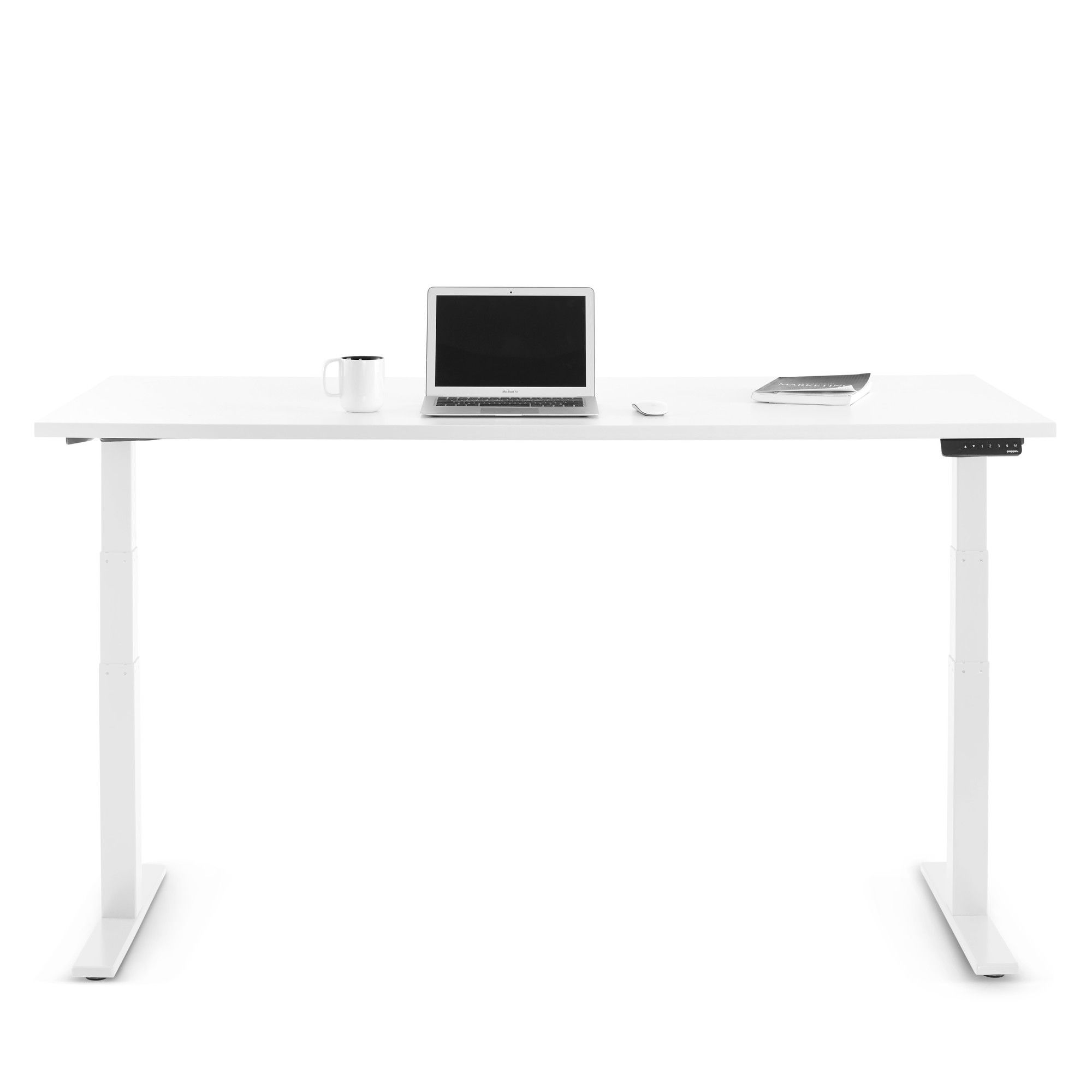 Series L Adjustable Height Single Desk, White Legs | Adjustable Height Desks | Poppin