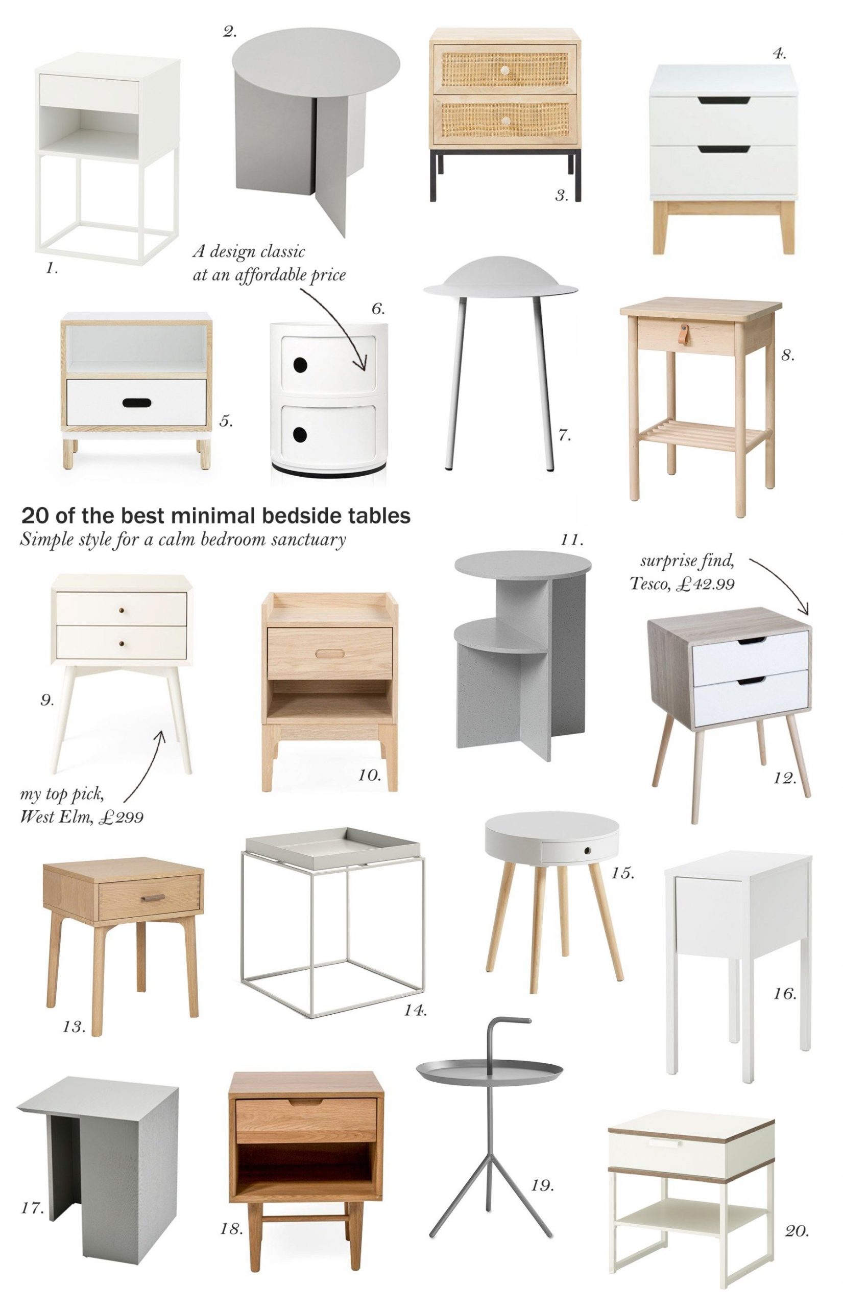 20 of the best minimal, Scandi-style bedside tables - cate st hill