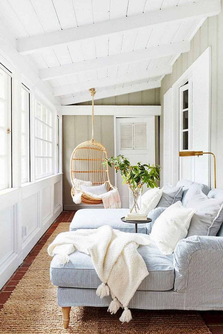 55 Cozy Modern Farmhouse Sunroom Decor Ideas