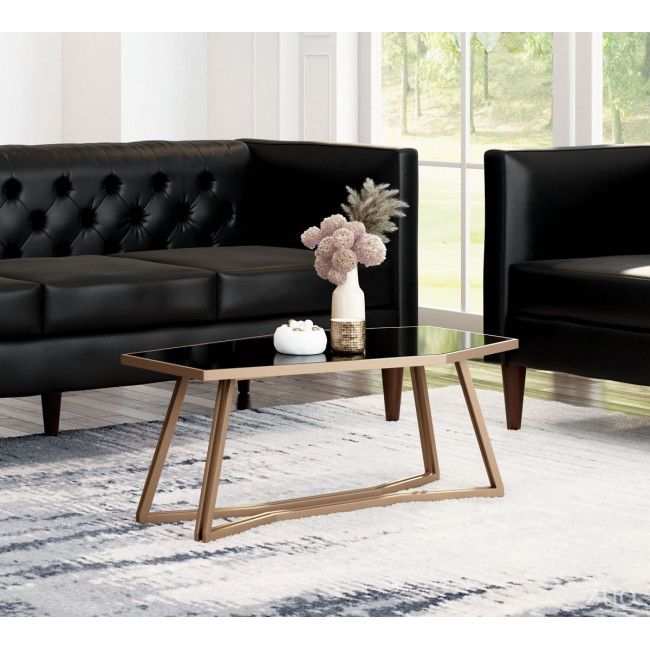 A11537 - Geo Coffee Table Black & Gold- Abstract angles give this table a beauti...