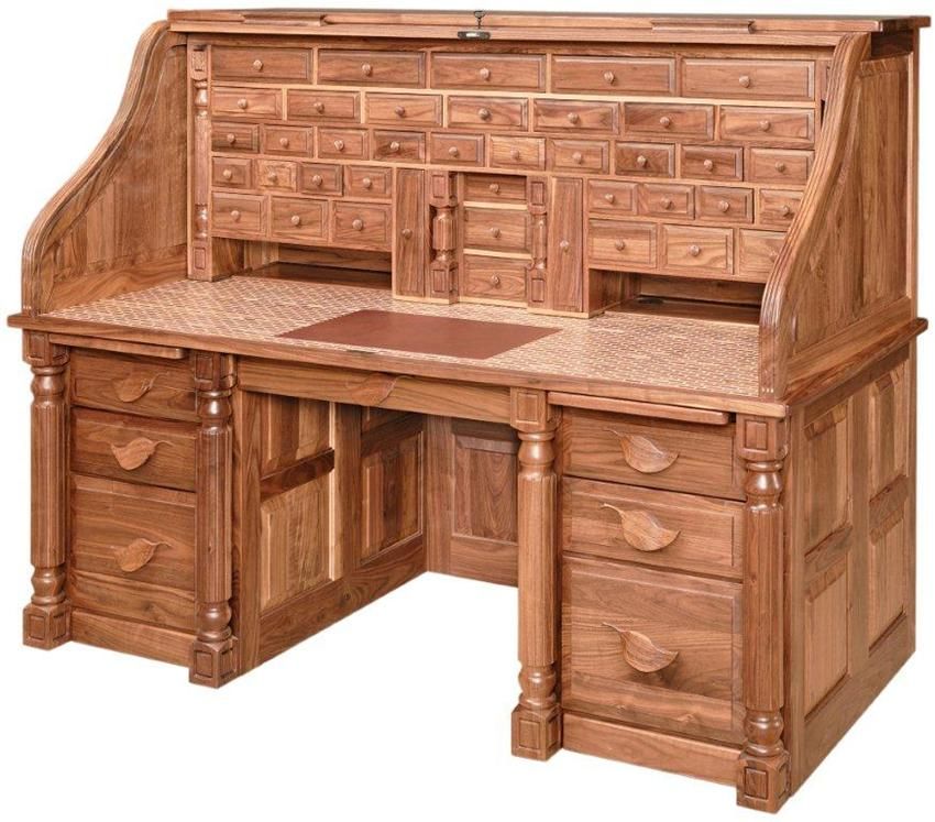 Amish President’s Style Roll Top Desk