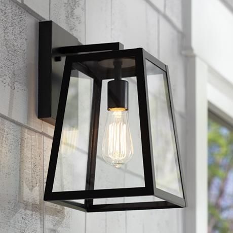 Arrington 13" High Glass and Mystic Black Outdoor Wall Light - #6C758 | Lamps Plus