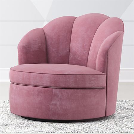 Avery Dusty Mauve Velvet Swivel Chair + Reviews | Crate and Barrel