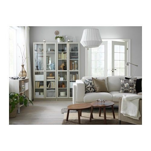 BILLY Bookcase with glass doors - beige - IKEA