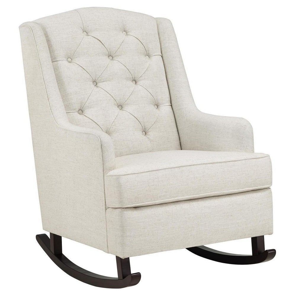 Baby Relax Zoe Tufted Rocking Chair - White, Beige Brown