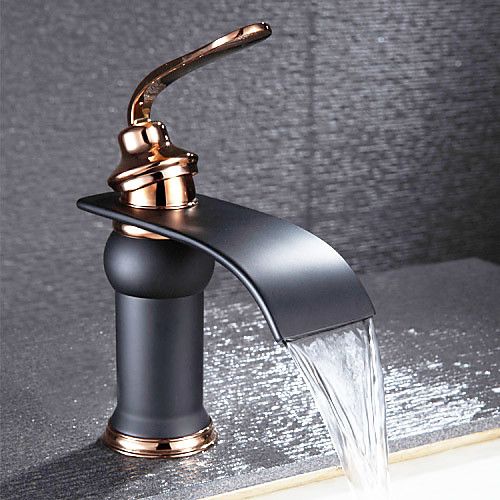 Bathroom Sink Faucet - Waterfall Oil-rubbed Bronze Widespread One Hole / Single ...