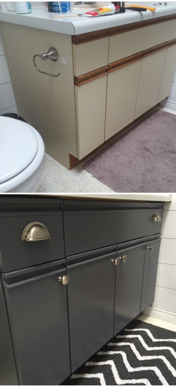 Bathroom Update + How to Paint Laminate Cabinets — The Penny Drawer
