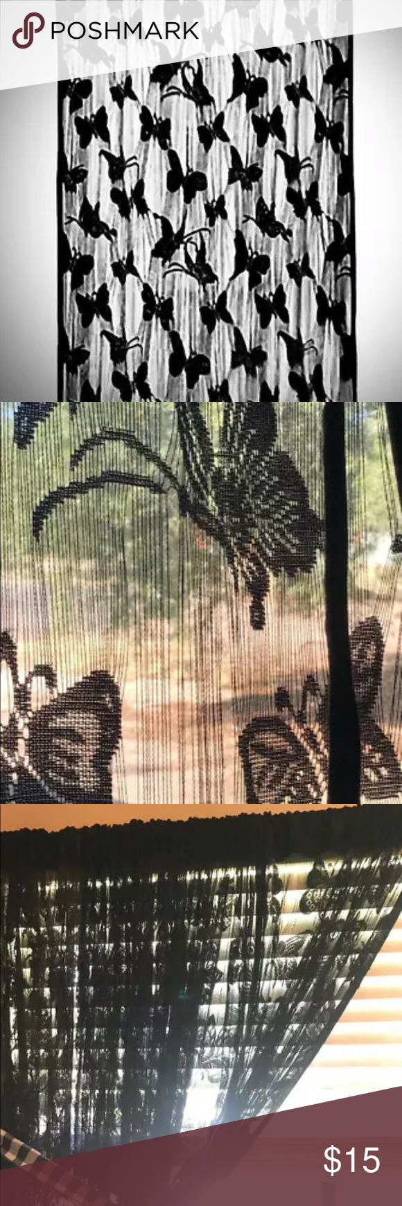 Black Butterfly Curtains Sheer Thread Single Panel Black Butterfly Curtains Shee…