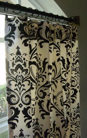 Black and white damask  curtains