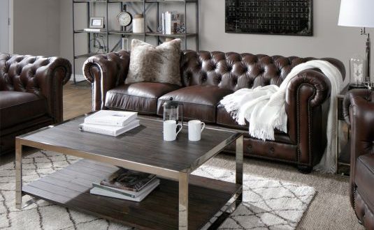 brown leather tufted sofa chair