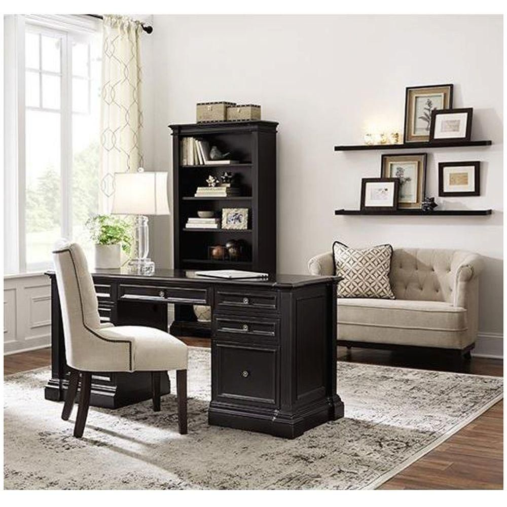 Bufford Rubbed Black Desk with Storage 9485100210 - The Home Depot