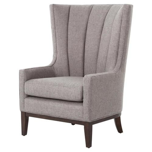 Channeled Peacock Linen Upholstered Wing Chair
