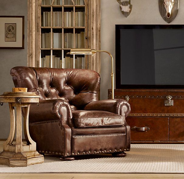 Churchill Leather Recliner with Nailheads