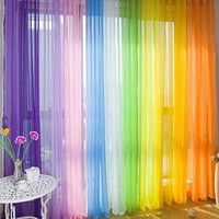 Colorful Floral Tulle Voile Door Window Curtain Panel Drapes Sheer Valances | Wish