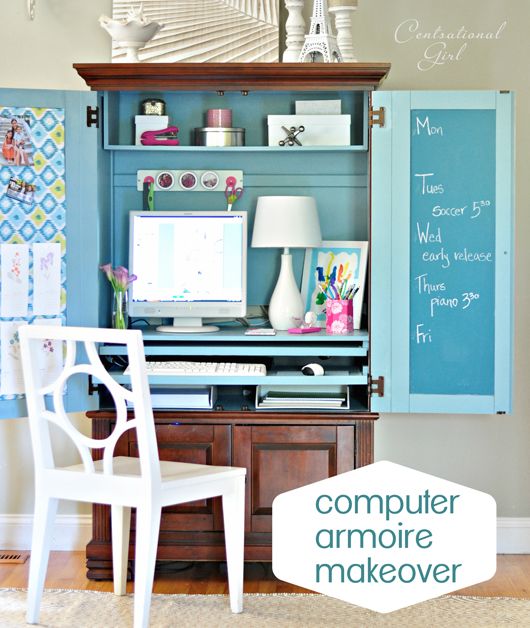 Computer Armoire Makeover | Centsational Style
