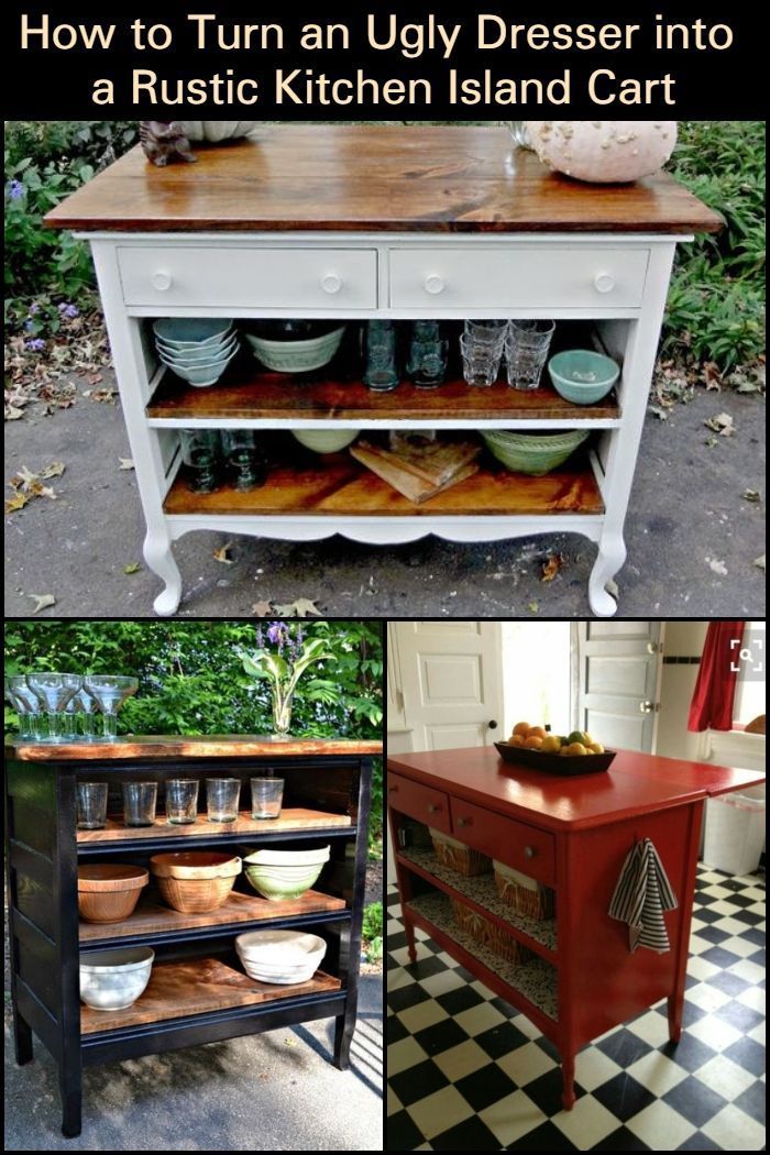 Create Extra Storage and Counter Space by Turning an Ugly Dresser into a Rustic …