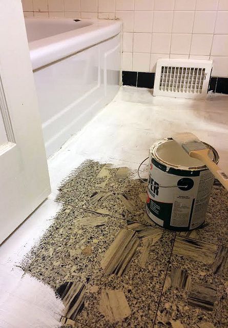 DIY Bathroom Makeover: How to paint linoleum flooring and bathroom tile!