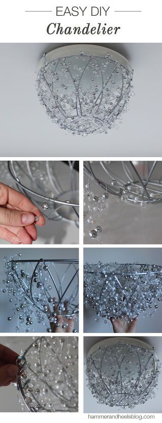 DIY Chandelier From a Hanging Plant Basket
