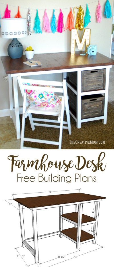 DIY Farmhouse Desk (free building plans)