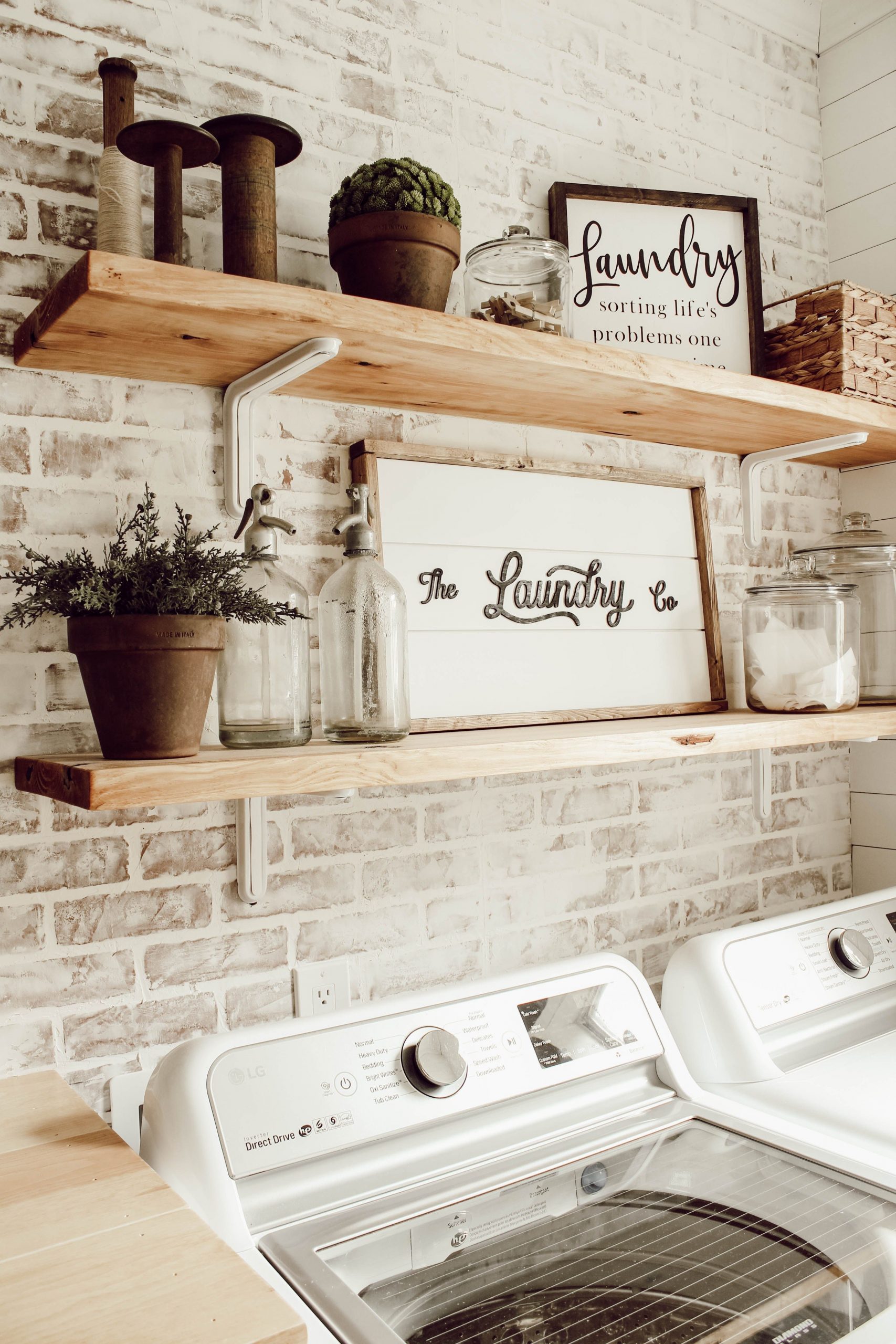 DIY Faux Brick Wall in Laundry Room - Beauty For Ashes