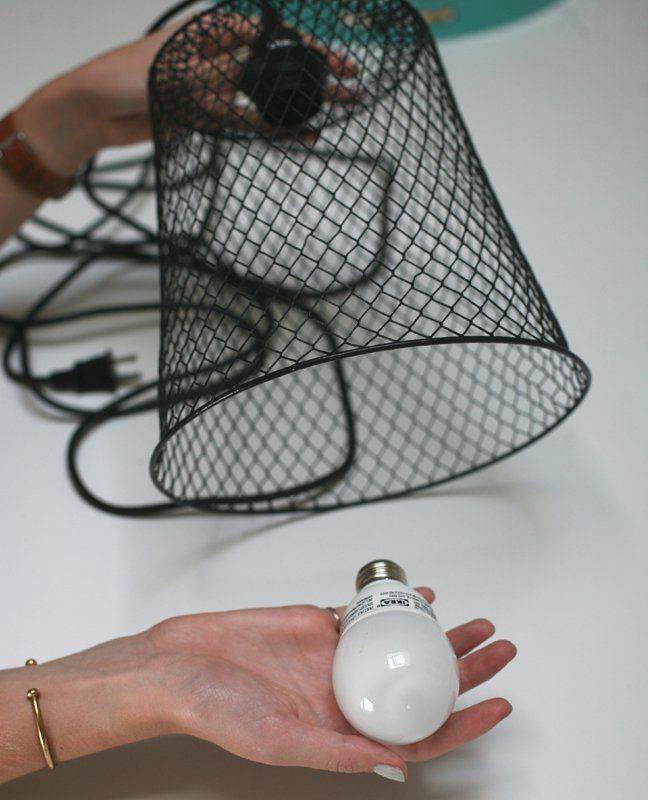 DIY Hanging Lamp from a Wastebasket