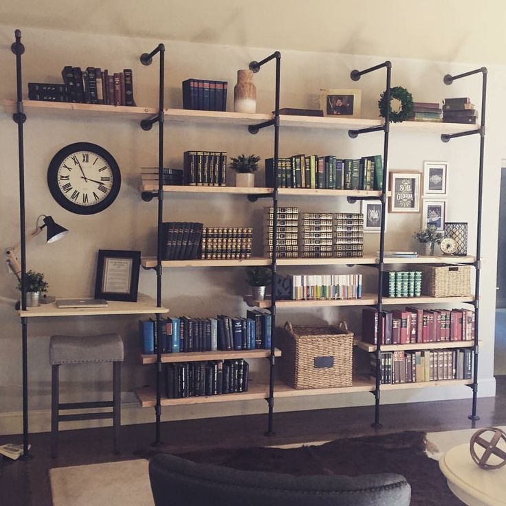 DIY Industrial Bookshelves