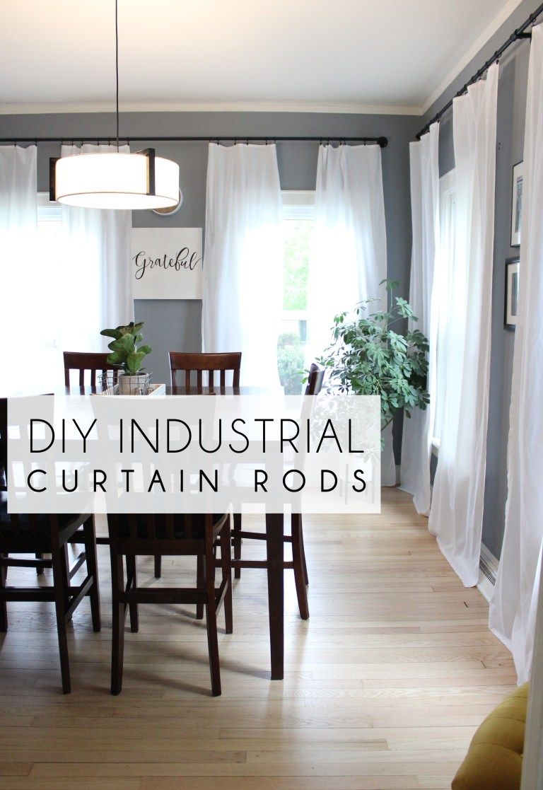 DIY Industrial Curtain rods + extra long DIY curtains | ASHES + IVY AT HOME