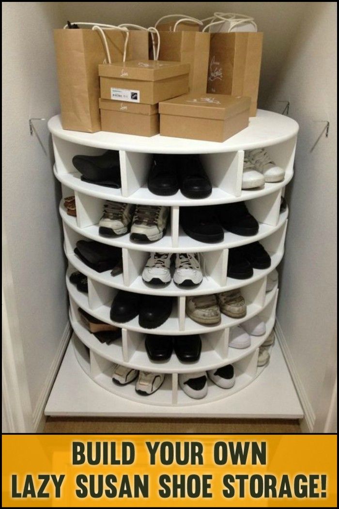 DIY Lazy Susan Shoe Storage