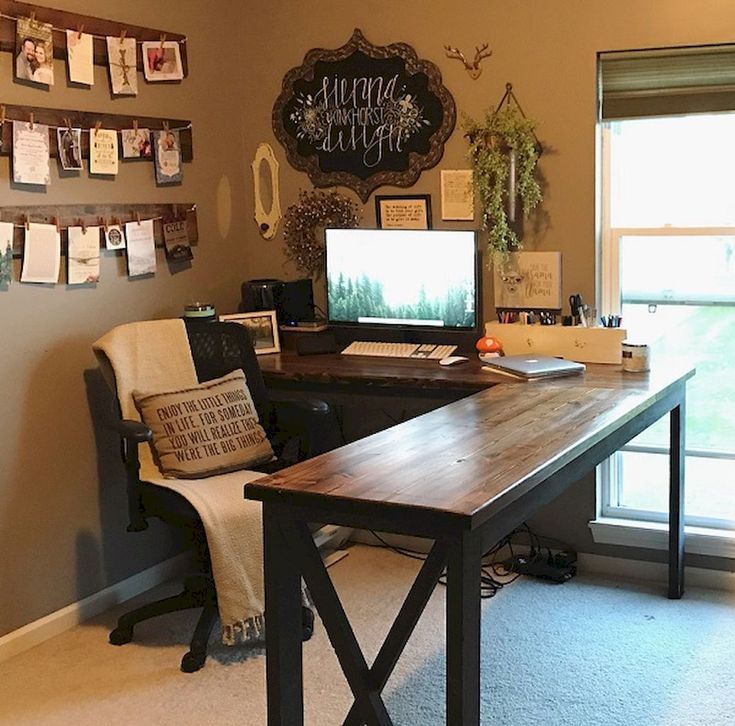 Decorating Home Office in Farmhouse Style | Elonahome.com