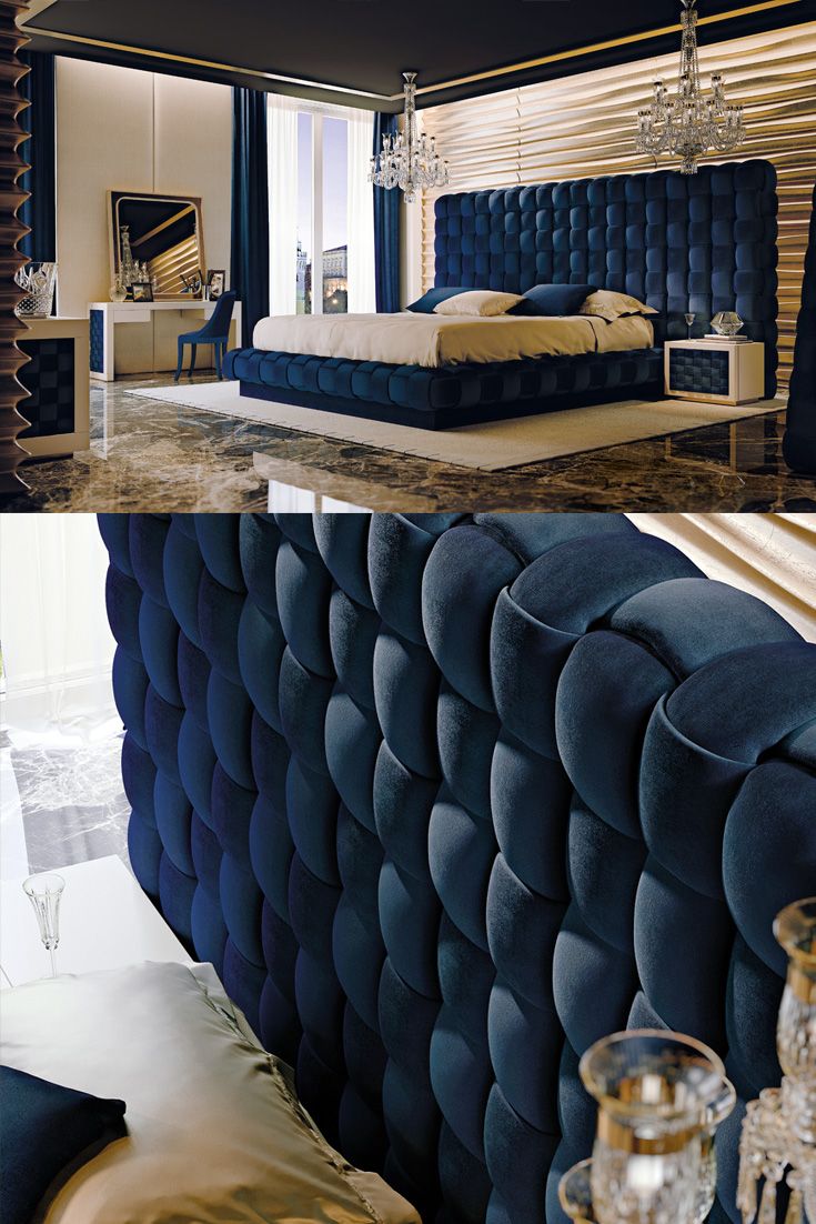 Exclusive Italian Bed With Large Luxury Hand Woven Headboard