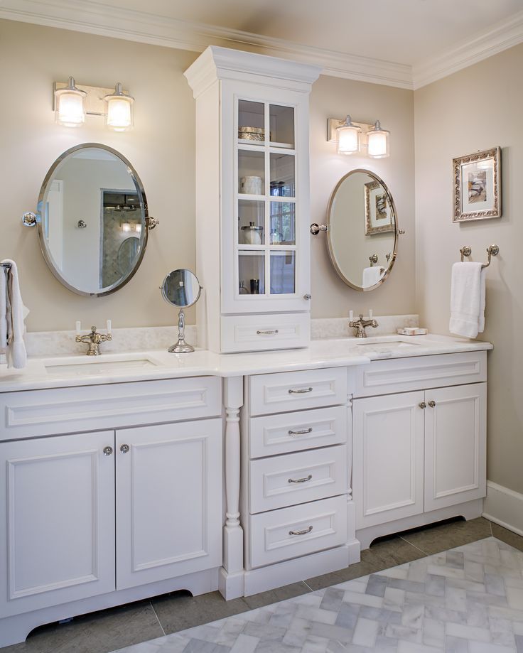 Exquisite Bathroom Double Vanity Of With Cabinet In The Middle within extraordin...