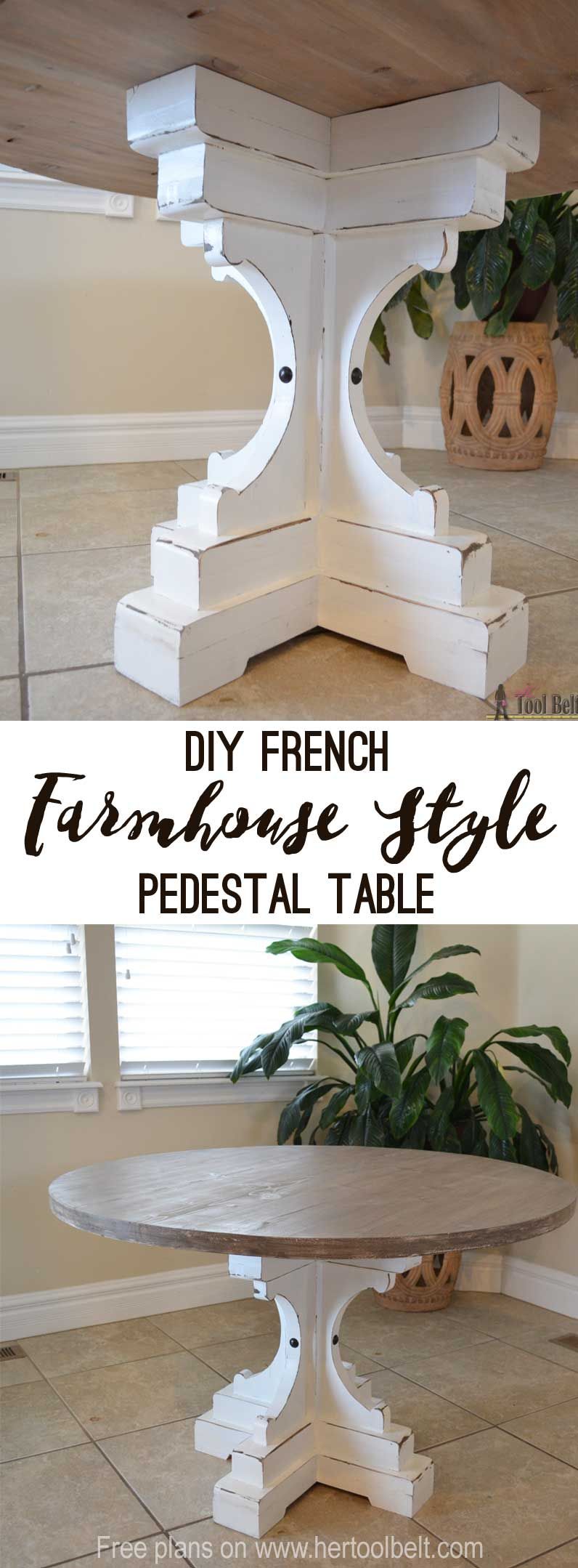 Farmhouse Style Round Pedestal Table - Her Tool Belt