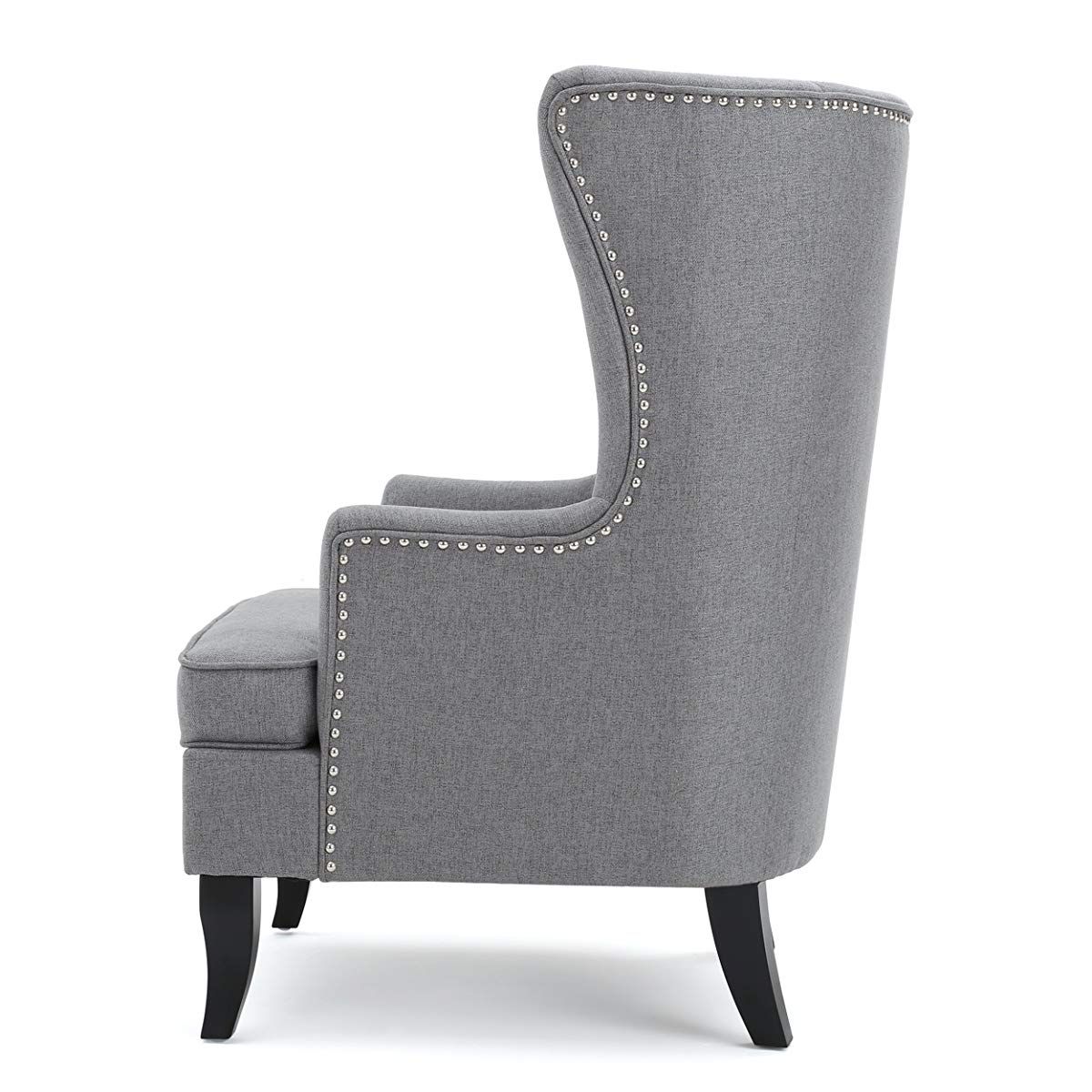 Finlay High Back Grey Fabric Wing Chair