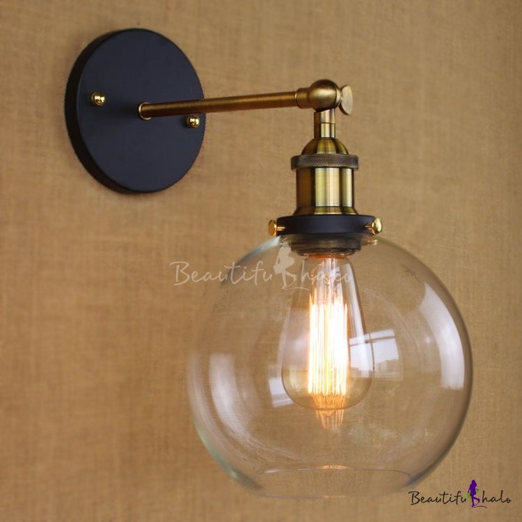 Globe Shade Sconce Wall Light with Clear Glass Shade