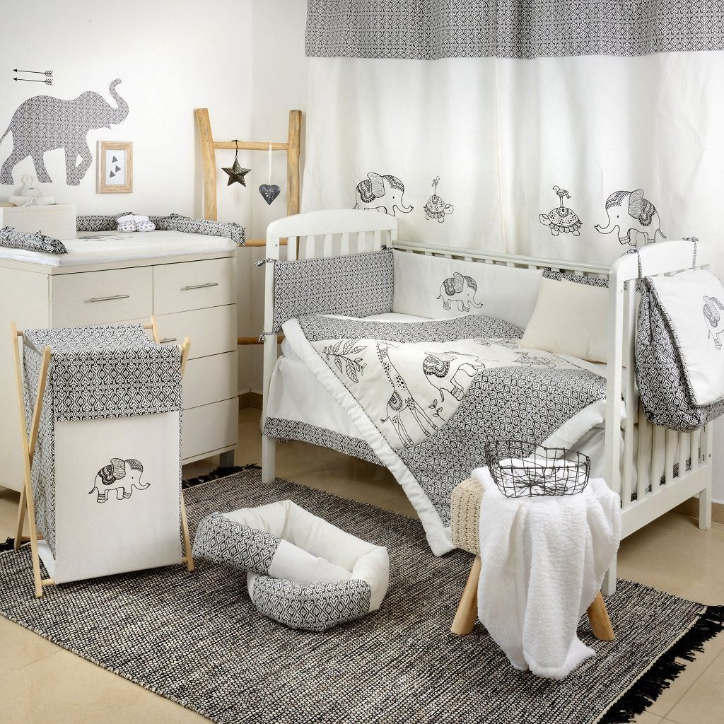 Gray Elephant Crib Bedding Set