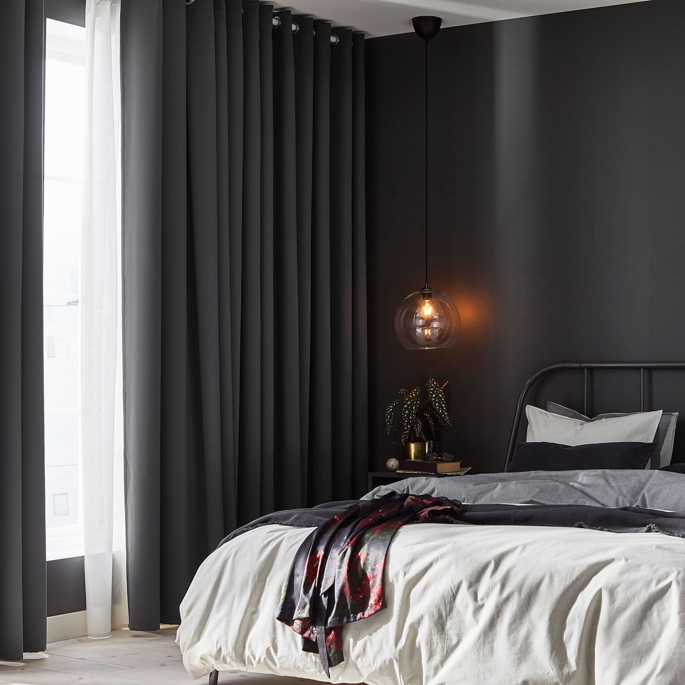 HILLEBORG Blackout curtains, 1 pair - gray - IKEA