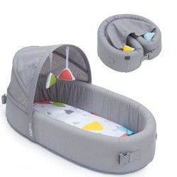 Halo 3-in-1 DreamNest Rocking Bassinet, Portable Crib, Travel Cot with Breathable Mesh Mattress, Gray