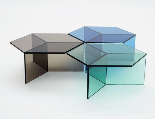 Hexagonal Glass Tables: Isom by Sebastian Scherer – Design Milk
