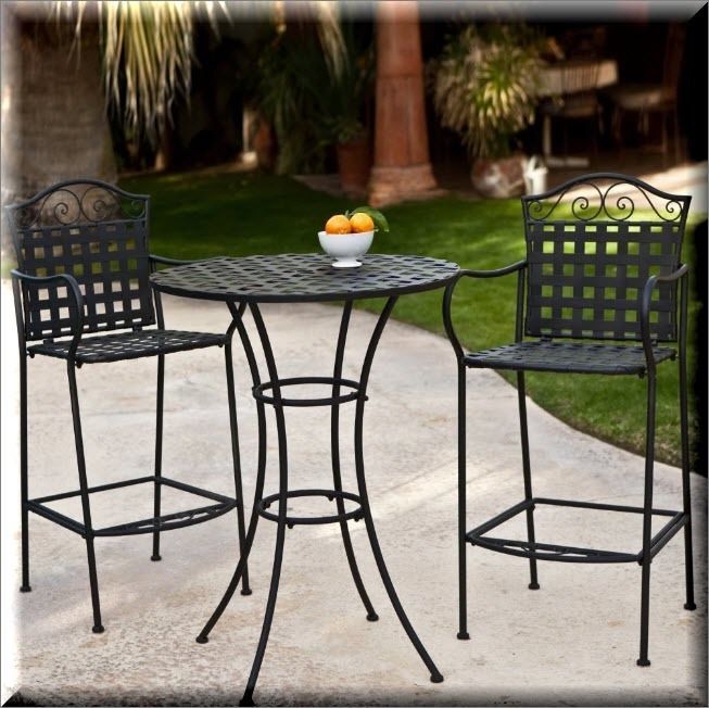 High Bistro Set Bar Height Patio Outdoor Porch Table Chairs Wrought Iron 3 Piece for sale online | eBay