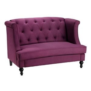 Home Decorators Collection 56.5 in. W Morgan Purple Settee Sofa 0552500330 - The Home Depot