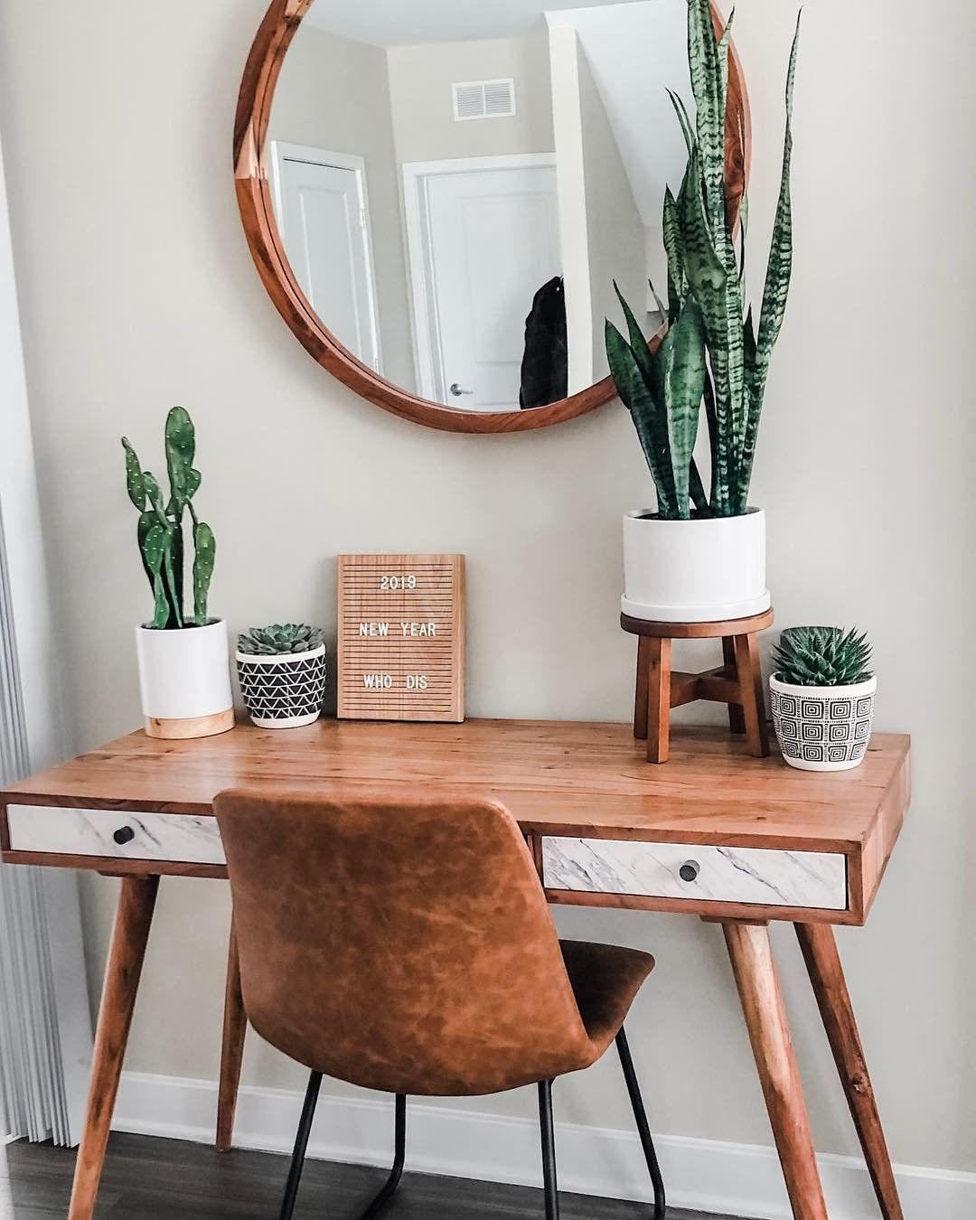 HomeGoods on Instagram: “Let’s get down to business! Chelsea and Chloe, from @onedreamtwosisters, found a sleek wooden desk with marble accents at their HomeGoods.…”