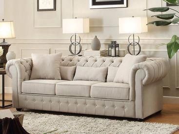 Homelegance Grand Chesterfield Sofa Upholstered Button Tufted Fabric