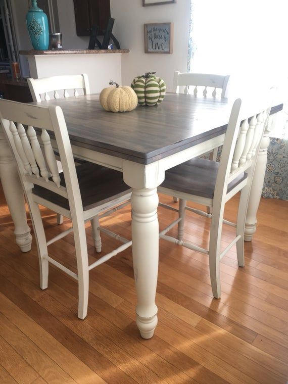 Items similar to Adjustable Counter Height Farmhouse Kitchen Dining Table Set on Etsy