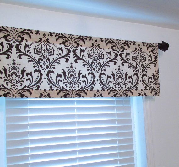 Items similar to Brown Beige Damask Curtain Valance Kitchen/ Bedroom/ Living Room Window Treatment Handmade in the USA on Etsy