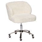 Ivory Sherpa Faux-Fur Wingback Swivel Desk Chair