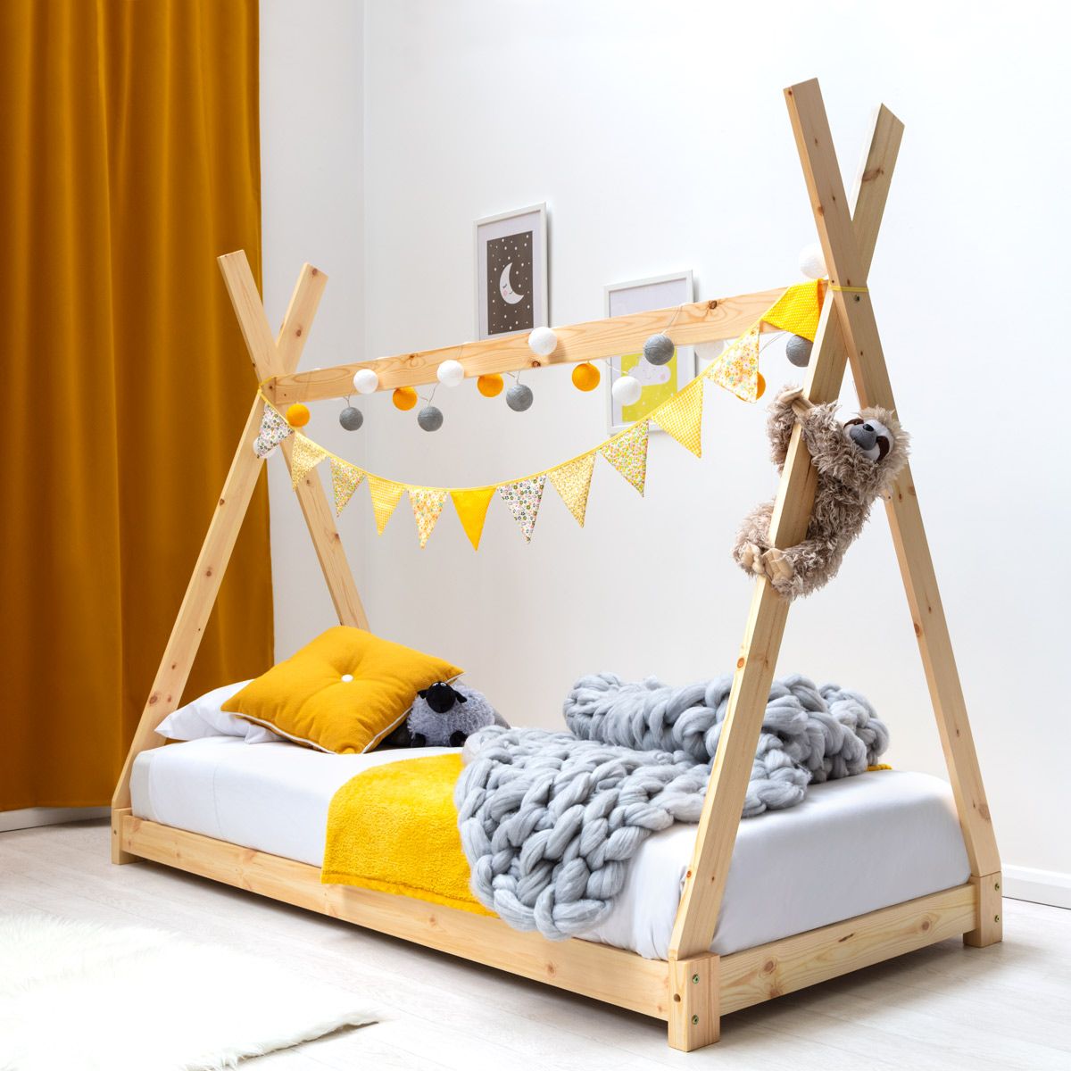 Kids Tent Tipi Canopy Bed Frame