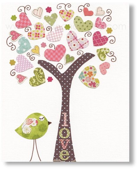 Kids wall art – nursery art prints – baby nursery decor – nursery art –  Birds Tree Pink – Tree Of Love print  by GalerieAnais
