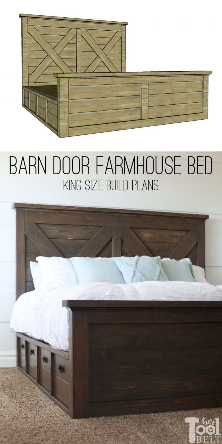 King X Barn Door Farmhouse Bed Plans - Her Tool Belt